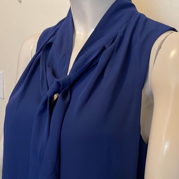 Blue Sleeveless Tie Neck Shift Dress, Size medium - Picture 2 of 5